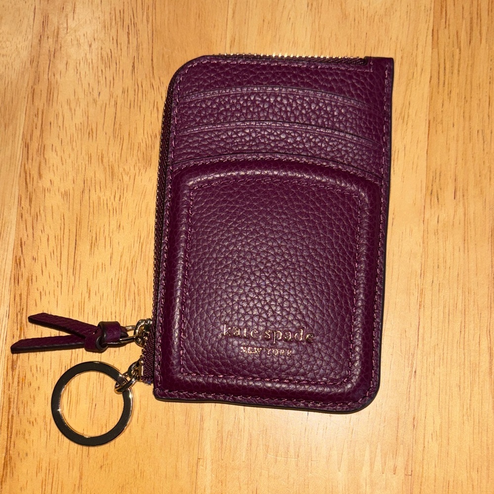 Kate Spade Leather Zip Card Case with Keyring - Picture 2 of 4